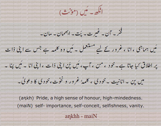  انکھ, میں , ankh, ਅਣਖ, maiN, ਮੈਂ 