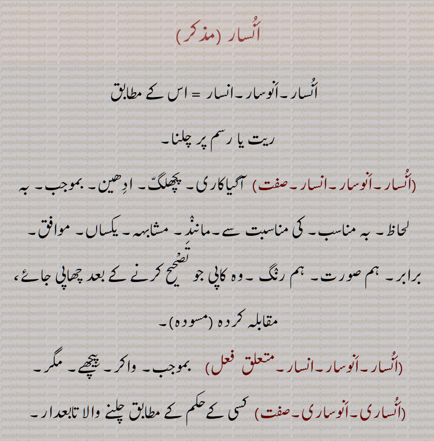 اَنُسار ,اَنوسار,انسار ,انوسار, اس کے مطابق, ریت یا رسم پر چلنا,اَنُساری,انوساری,تابعدار,  according to,conforming to,anosaari,anosaar, ansar ,ansaar,  anosaar,anusaa, ਅਨੁਸਾਰ,ਅ਼ਨਸਾਰ, ਅਨੁਸਾਰੀ,