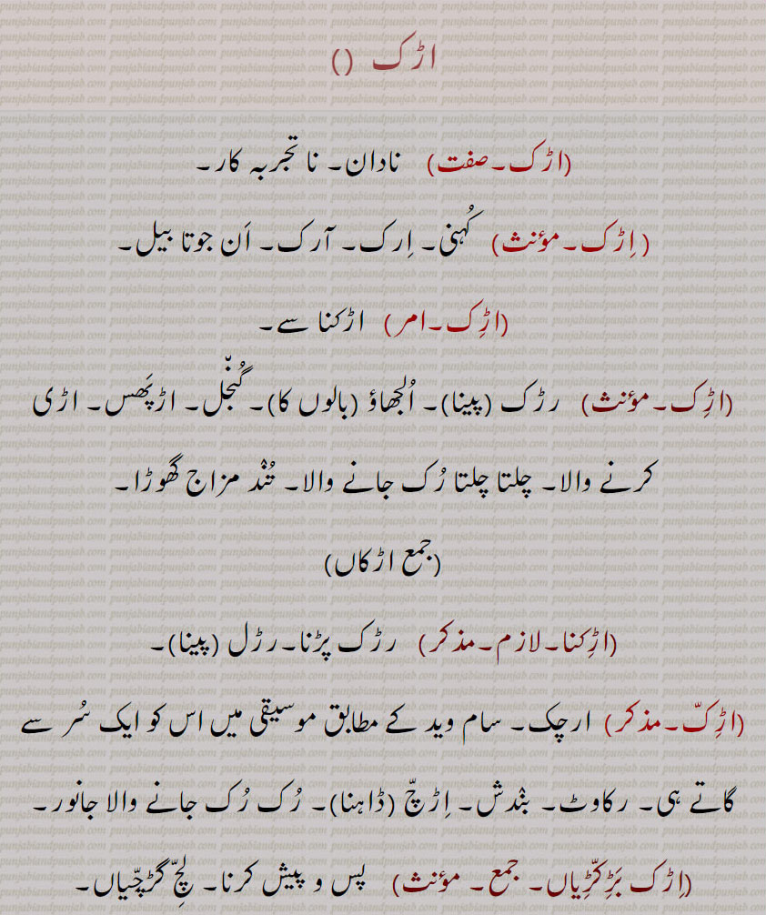   ارک, آرک , ارک مارنا, ارکاں تائیں, ارک پشپی ,اڑک, اڑکاں,اڑکنا,اڑک بڑکڑیاں,اڑکا  ,اڑکا پینا,اڑکا ڈاہنا, اڑکا پانا,اڑک مڑک,اڑکن مڑکن,aRikka, dhauna, aRikka pauna,aRak , aRik  , ਅੜਕ, ਅਡ਼ਿਕਾੱ, ਅੜਿੱਕਾ , ਅੜਚਨ,ਅਰਕ, irk maranr,ark,irk, , irak, arak, aarak