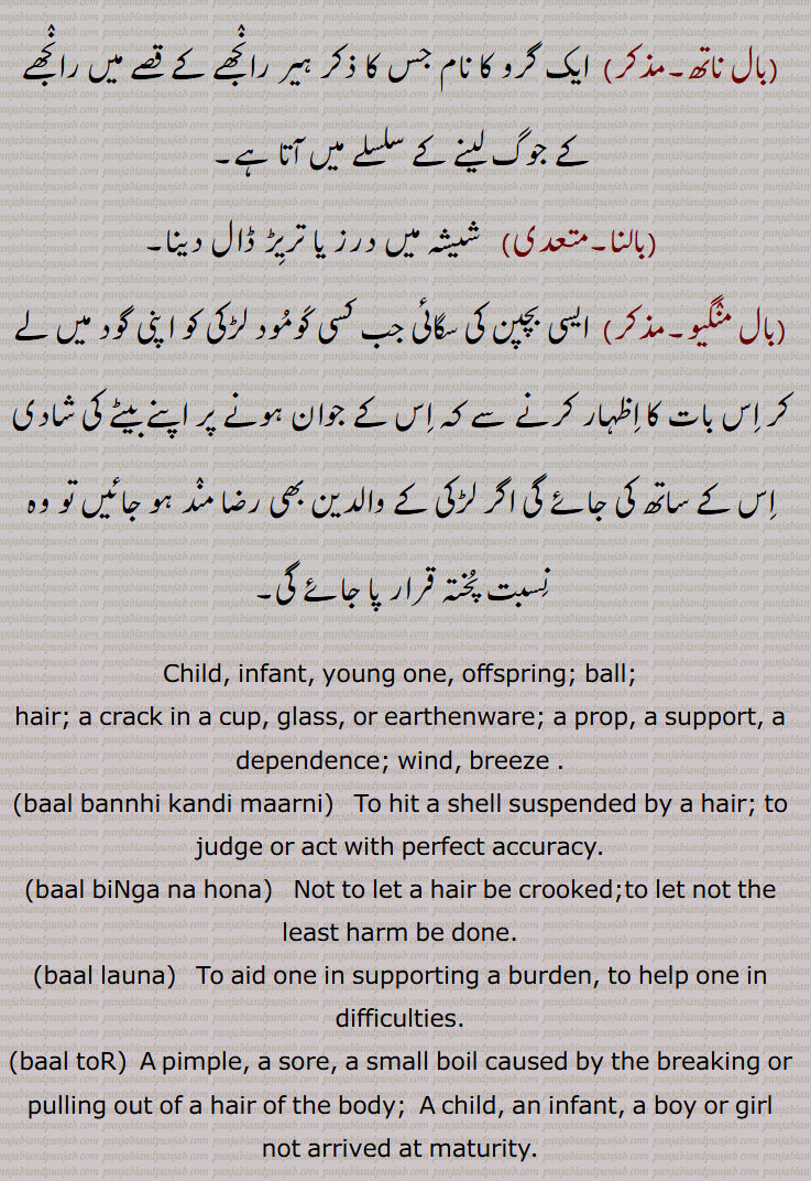  ਬਾਲ, ਬਾਲਜਣ , ਬਾਲ ਅਵਸਥਾ,   ਬਾਲਪਣ, ਬਾਲਪੁਣਾ, ਬਾਲ ਬੱਚਾ,ਬਾਲ ਬੱਚੇਦਾਰ, ਬਾਲ ਬੋਧ, ਬਾਲ ਵਰੇਸ, ਵਾੜੀ ਬਾਲ, ਬਾਲਣ