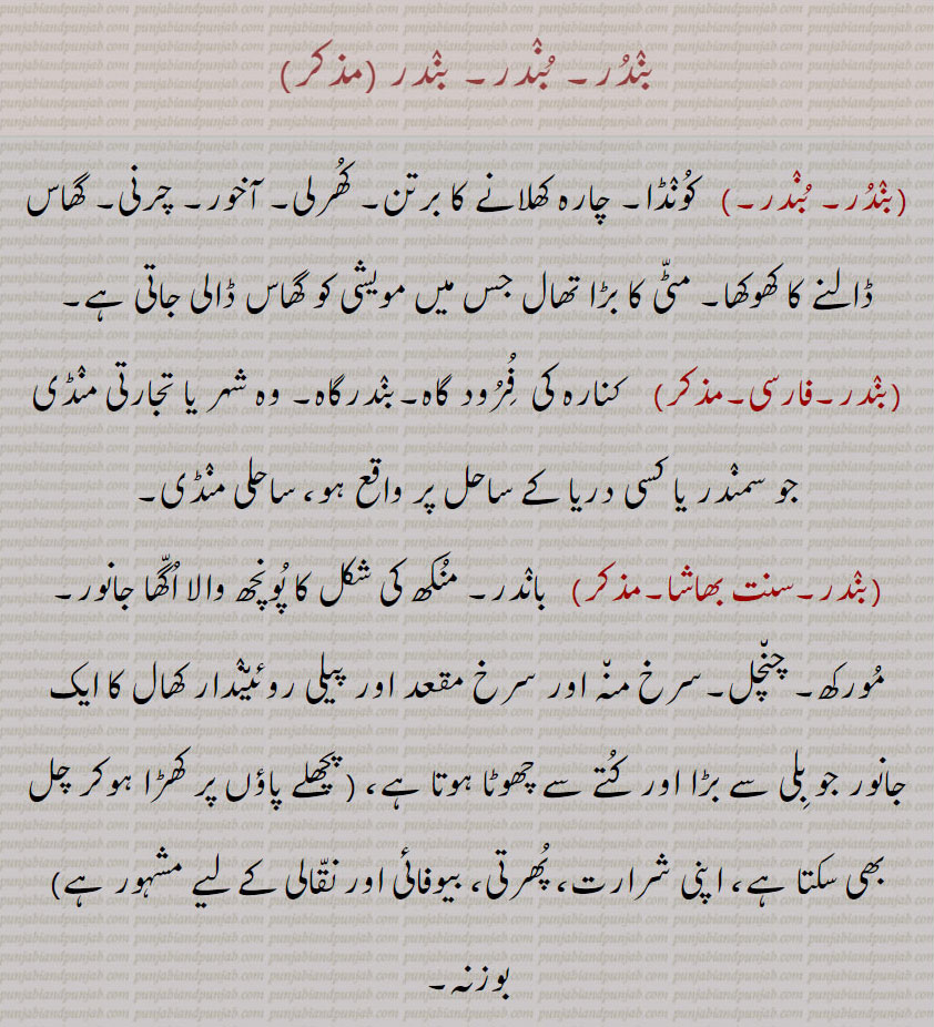 بندر, بندری,ਬਾਂਦਰ,  ਬੰਦਰ, manger, bindar, monkey
bundur, bundar, bandar,بوزنہ,باندر,بدھری  سموہ,  اکٹھ, کونڈا, کھرلی,  آخور,  چرنی, فرود گاہ, بندر گاہ, crib, manger, port, monkry, togather,
