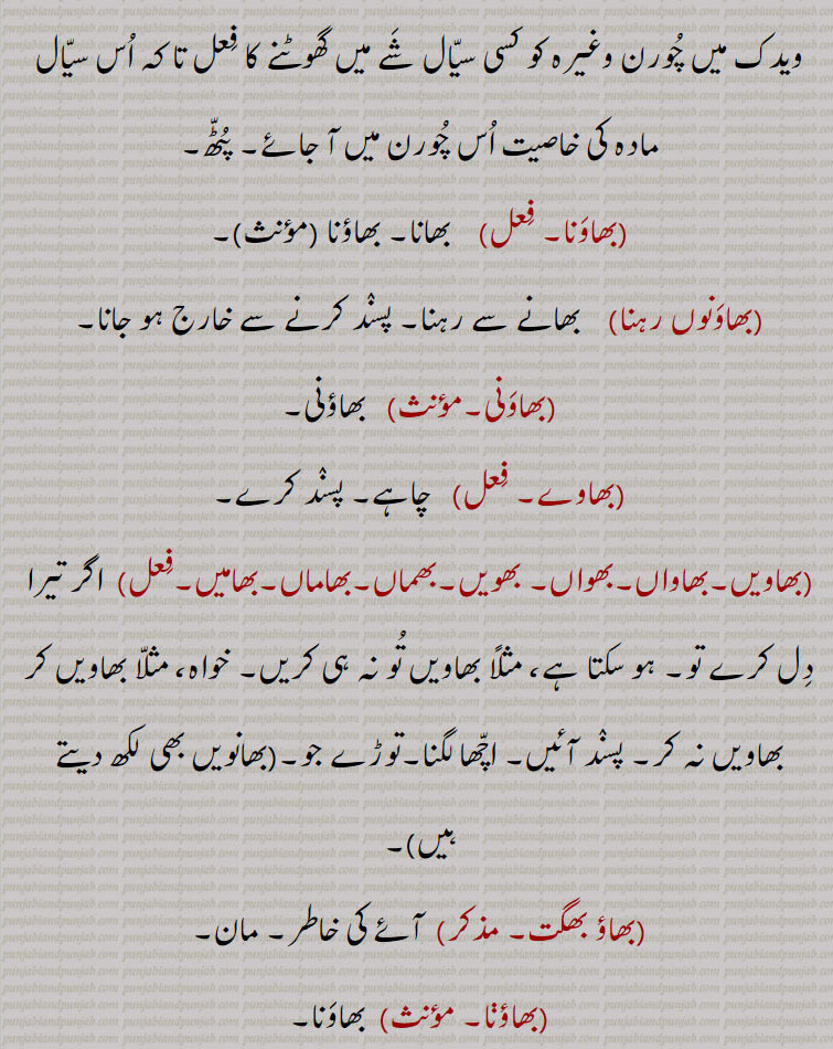 بھا, بھا پینا, بھا جانا, بھاونا, بھانا, بھاندا, بھاواں,بھاونا,بھاون, بھاونوں رہنا, بھاونی, بھاوے, بھاویں, بھواں, بھویں, بھماں, بھاماں, بھامیں,بھاؤ بھگت, بھاونی, بھائی,بھائینس, bhaawen, bhaawaan, bhauna, bhaona, bha,love, desire, ਭਾ