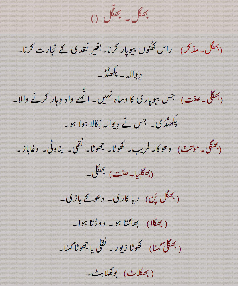 بھگل, بھگلی,بھگلی,بھگلیا, بھگل پن,بھگلا, بھگلی گہنا, بھگلاٹ,بھگل بنانا,بھگل بنیا ہویا ہونا,بھگل لاہنا,بھگل لہنا, بھگل لہ جانا,بھگل بھیں,بھگیل, bhagal,  ਭਗਲ, bhagali,  ਭਗਲੀ, bhagalia, ਭਗਲੀਆ, bhaggal,  ਭਗੱਲ, bhagal, bhaggal,