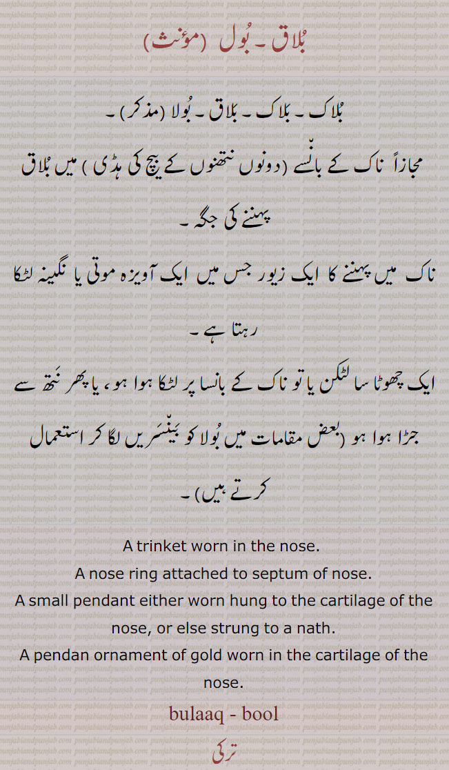  bulaaq, bulak,bulaak, ਬੁਲਾਕ, besar، ਬੇਸਰ, bainsar,  ਬੈਂਸਰ,  wesar, ਵੇਸਰ, bool, ਬੂਲ, boola, ,ਬੂਲਾ, A nose ring, besar , bainsar , wesar,  Traditional Ornaments of Punjab, jewelery, jewellery, jewelry,  بلاق, بلاک,بیسر, بینسر, ویسر, بول, بولا,  چھوٹی بھاری وزن کی نتھنی جو عورتیں ناک کے بانسے ,دونوں نتھنوں کے بیچ کی ہڈی  میں پہنتی ہیں ,  استعمال کرتے ہیں ,   گہنا, بُھوکھن, النکار,ٹُوم، ٹومب, ٹونب چھلا ,   ,زیور,   