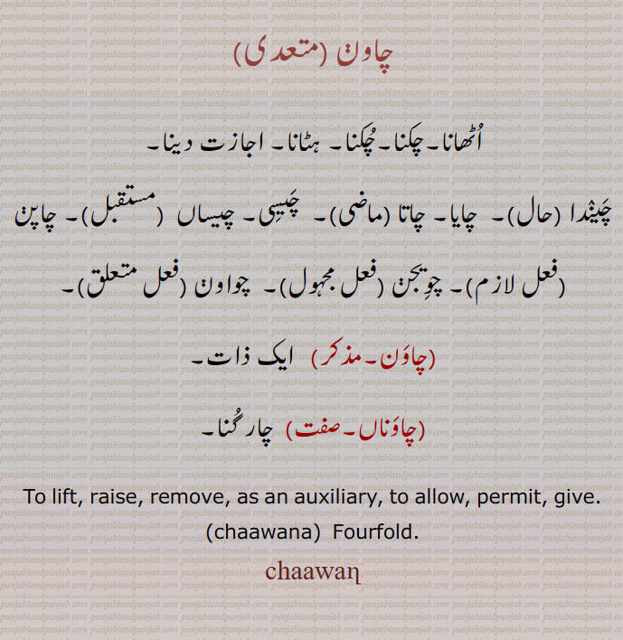     ,chawan,ਚਾਵਨ, چاون,,چیندا,   چایا, چاتا ,   چیسِی, چیساں ,  چاپڽ , چوِیجن,  چواون ,چاون, ایک ذات,چاوناں, چار گنا,To lift, raise, remove, as an auxiliary, to allow, ermit, give.,chaawana,  Fourfold , chaawan, chavan, chaavan 