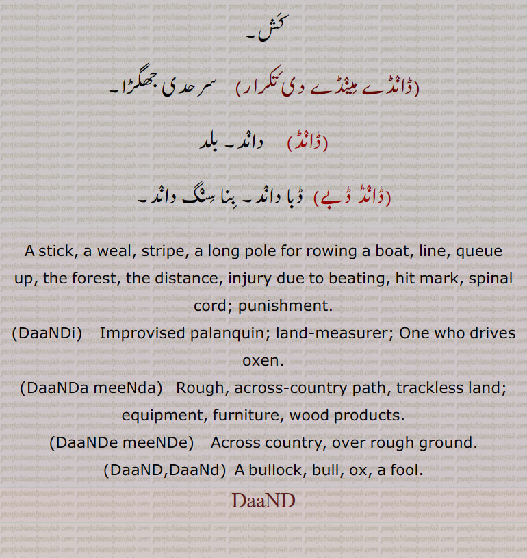     ڈانڈ, ڈنڈا,ڈانڈا,ڈانڈا کھانڈا, ٹبر توہر,ڈانڈا مینڈا,ڈانڈے مینڈے,ڈانڈی,ڈانڈے مینڈے دی تکرار,ڈانڈ,داند,ڈانڈ ڈبے, ڈبا داند, ڈانڈے مینڈے ,ڈانڈ, daand ,ਡਾਂਡ ,daandi,   ਡਾਂਡੀ ,daanda meenda,  ਡਾਂਡਾ ਮੀਂਡਾ, daande meende,  ਡਾਂਡੇ ਮੀਂਡੇ ,  