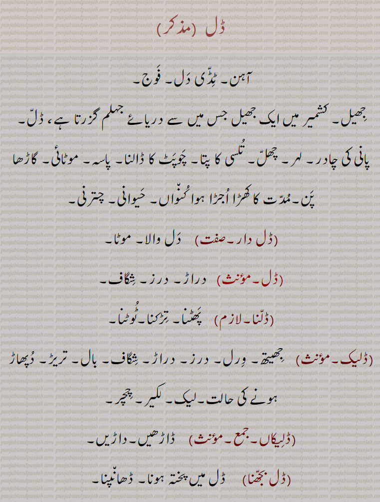    ڈل دار,دل,ڈلنا,ڈلیک, درز, دراڑ,ڈلیکاں,ڈل بجھنا,ڈلوانا,ڈلواونا,ڈلھ, ڈل,dal, dalh,ਡਲ, ਡਲ਼,ਡਲ੍ਹ,Dal bajhna, ਡਲ਼ ਬੱਝਣਾ,, 