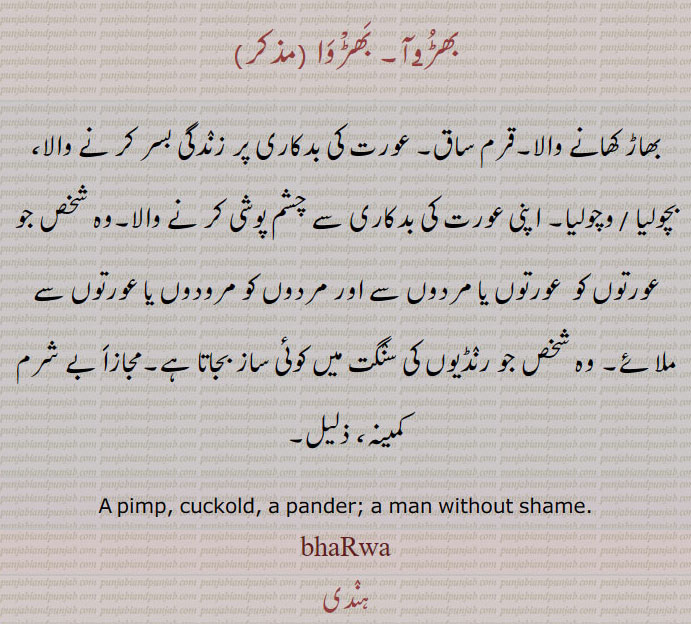 بھڑوا,بھڑوآ, bhaRwa  ,ਭਡ਼ੂਆ,  pimp,pander,کمینہ,ذلیل