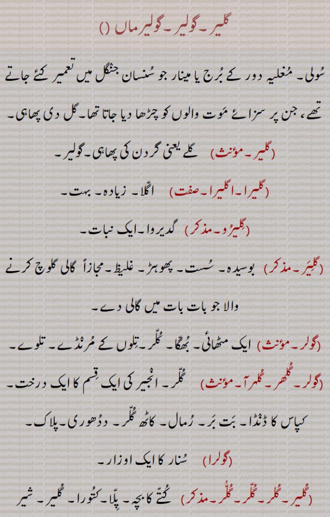   گلیر,گولیر,گولیرماں,سولی,گل دی پھاہی,گلیرا,اگلیرا,گلیرو,  گدیروا,گولر, بھگا,کلر,گلھر,گلہرآ, کاٹھ گلر, ددھوری,پلاک,گولرا,گلر,کتورا,galer,suli,gular,ਗੁਲਰ ,A puppy,galera, aglera,gileroo,galeer ,golar,  ਗੋਲਰ,گلیر, گولیر, گولیرماں,galer,  golermaan, goler ,ਗਲੇਰ,ਗੋਲੇਰ,ਗੋਲੇਰ ਮਾਂ, ਗੋਲਰ,ਗੁਲਰ,  