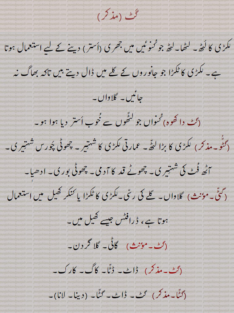    ,گٹ دا کھوہ, گٹو, گٹی, گلاواں, گٹا, گٹنا, گٹ دے کے, گٹ گٹ,غٹ غٹ کی , گٹ گوں,  گٹکوں ,گٹا گٹ,گٹا گٹ پی جانا,, گٹ  ,gat, ਗਟ, gat da kho,gaTa gaT pi jaana,gat, gatta, ਗੱਟਾ ,gattoo,  ਗੱਟੂ, gatti,  ਗੱਟੀ,
,گٹ دا کھوہ,  گٹو, گٹی,  گلاواں, گٹا, گٹنا, گٹ دے کے, گٹ گٹ,غٹ غٹ کی , گٹ گوں,  گٹکوں , گٹا گٹ, گٹا گٹ پی جانا, 