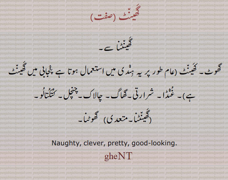 گھینٹ ,گھینٹنا سے,گھوٹ, کھینٹ , غنڈا, شرارتی,گھاگ,چالاک,چنچل, کتکتالو,گھینٹنا,   گھوٹنا, Naughty, clever, pretty, good-looking, ghent, ghent, ਘੈਂਟ