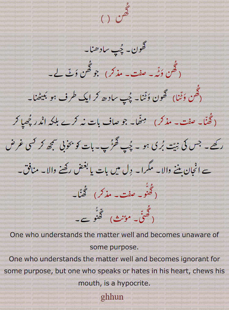  , گھن وٹہ, گھن وٹنا, , گھنا, گھنو, گھنی, ghun, ਘੁਨ,ghhun,  hypocrte , گھن 