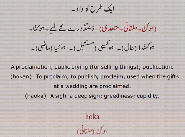  , ہوکا ,ہوکرا, پکار, کہوکا دینا, ہُوکا, ہوکن, ہوکیندا, ہوکیسی, ہوکیا,لالچ, hoka, ਹੋਕਾ, hokka, ਹੋੱਕਾ,proclamation, to proclaim