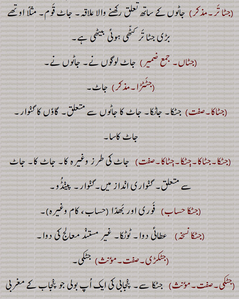 ,جٹ, جاٹ, جٹ دھار, جٹ دھار, جٹ دھاری, جٹا, جٹاں دی پاگ,جٹا جوٹ,جٹا دھاری,جٹالا,جٹاں, جٹاں, جٹاؤ, جٹوآ, جٹی, جٹل, جٹوری, ست,زط,ڄٹ,جاٹ,جٹ باد,جٹ بادھ,جٹ بوٹ,ڄٹ بھتان,جٹ بھٹان,جٹ پڽا,جٹ جپھا,جٹ جپھی,جٹ جٹالی,جٹ جٹالیاں,جٹ سوٹا مارنا,جٹ گنوار,جٹ وادھ۔ جٹ واہد,جٹ ودیا,جٹ بِدیا,جٹ بہڑ,جٹ وہڑ, جٹ ویڑ, جٹ ویہڑ,جٹا,جٹا تَر,جٹاں,جٹٹڑا,جٹاکا,جٹکا,جٹاکا,ڄٹکا,ڄٹاکا,جٹکا حساب,جٹکا نسخہ,جٹکڑی,جٹکی,جٹکے تندر,جٹکی کٹ کی,جٹل,جٹنی,جٹوکی,جٹونگڑا,جٹؤ,جٹی,جٹیٹ,جٹیٹ,جٹیٹا۔جٹیٹڑا,جٹیٹا۔جٹیٹڑا,جٹیٹی, جٹیٹڑی, jat,ਜਟ, jatt,jaat, ਜੱਟ, jaTki, kaT ki, jaTki, ਜਟਕੀ, jaTeTa, ਜਟੇਟਾ, jaTeTi, ਜਟੇਟੀ, jaTka, ਜਟਕਾ, jaTT booT,  jaTT bahiR, jaTT wahiR, wahaR, jaTT waahad, jaTT waadh, jaTT biddia, widdia, jaTTi, jaTooNgaRa, jaTooriaN, jaTT jappha, jaTbhutaan, jaTbhutaan, jaTaaka, jaTka, jaTooNgaRa, jaaT, ਜਾਟ ,jatoori ,ਜਟੂਰੀ, jaturian, ਜਟੂਰੀਆਂ , jataa joot, jataa dhari,  ਜਟਾ ਜੂਟ,  ਧਾਰੀ ਜਟਾ ,jata,  ਜਟਾ ,jataaN,  ਜਟਾਂ , jatal, jatil,  ਜਟਲ , ਜਟਿਲ, jatka,  ਜਟਕਾ, jatka hisaab, ਜਟਕਾ ਹਿਸਾਬ, jatka nuskha, ਜਟਕਾ ਨੁਸਖ਼ਾ, jataaka, ਜਤਾਕਾ, jaToorian, ਜਟੂਰੀਆਂ, jaTooRi, ਜਟੂਰੀ, jaTooNgaRa, ਜਟੂੰਗਡ਼ਾ, jaTTi, ਜੱਟੀ,,name of tribe, ایک ,ذات, جاہل, سادہ۔, بال, caste, 