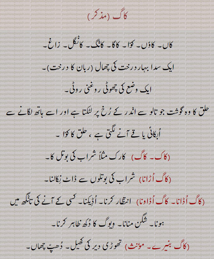  کاگ, کانگ , کارک,کاک, کاگ,   کاگ اڑانا,کاگ اڈانا,کاگ اڈاونا,کاگ بنیرے ,کاگ رول,کاگرا,کاگڑی,کاگلی,کاگوا,کاگور ,
ਕਾਗ, ਕਾਂਗ, kaag, kaang, kaak,crow, stopper, cork, bark