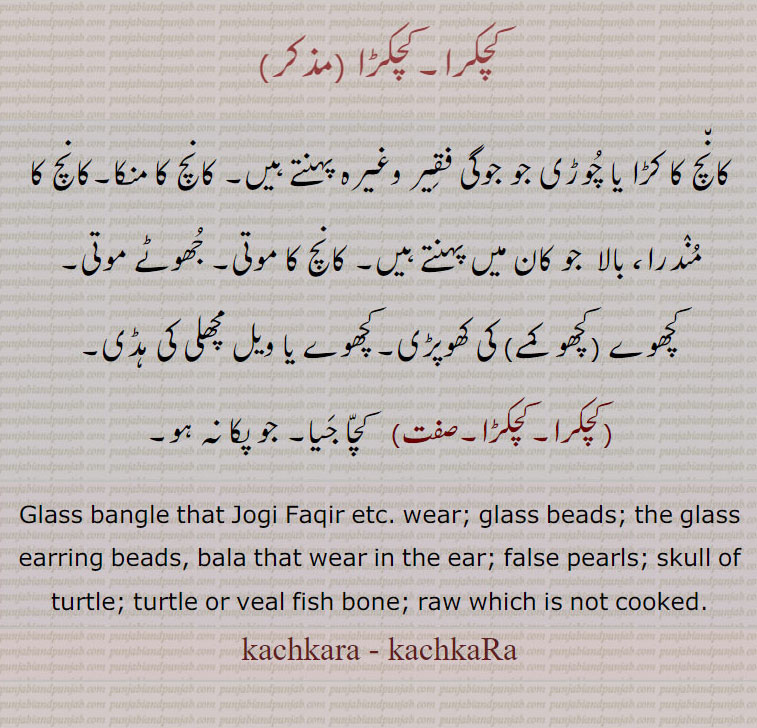  کچکرا,کانچ کا کڑا,مچھلی کی ہڈی,جو پکا نہ ہو,,کچکڑا,kachkara , ਕਚਕਰਾ, ਕਚਕੜਾ,glass bangle,raw not cooked,fish bone,