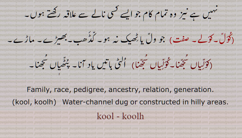 , ,Family, race,  Water-channel,  کول, کولھ  ,kool,koolh,ਕੂਲ,ਕੂਲ੍ਹ,کول, کولھ,کوہل,کہل,کل, کولاں گالنا,کولھاں گالنیاں, کوہل, کولھا,کول,کول,کولے, کولیاں سجھنا,,Family, race,Water-channel,کول,کولھ,kool,koolh,ਕੂਲ,ਕੂਲ੍ਹ,